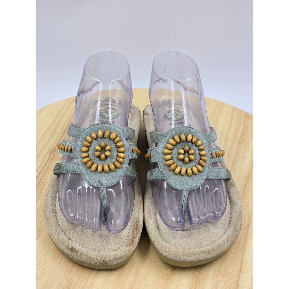 Earth Women's Mint Green Beaded Sandals